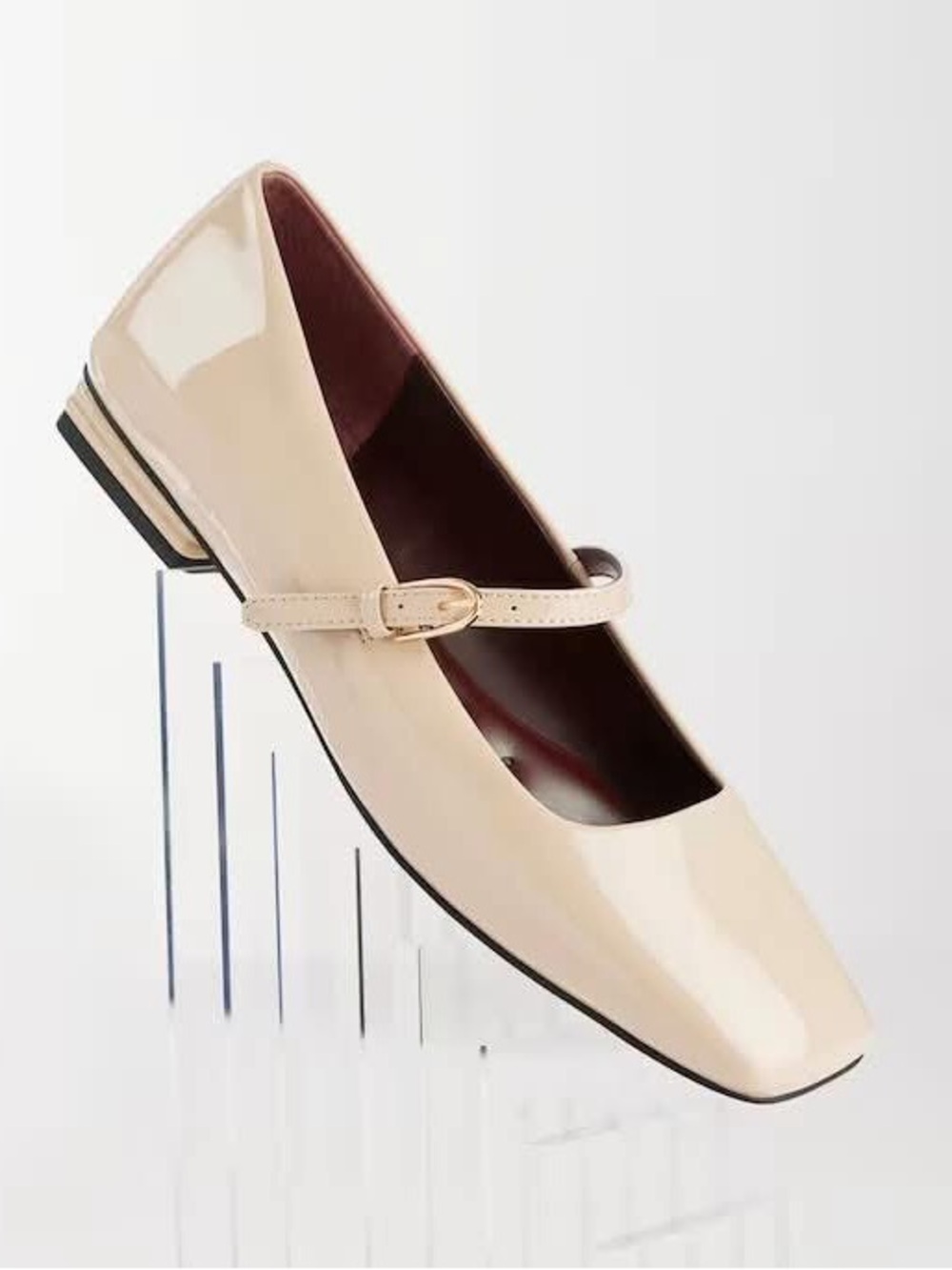 Franco Sarto Nude Patent Mary Jane Flats Square Toe Strap Ballet Shoes size 8M